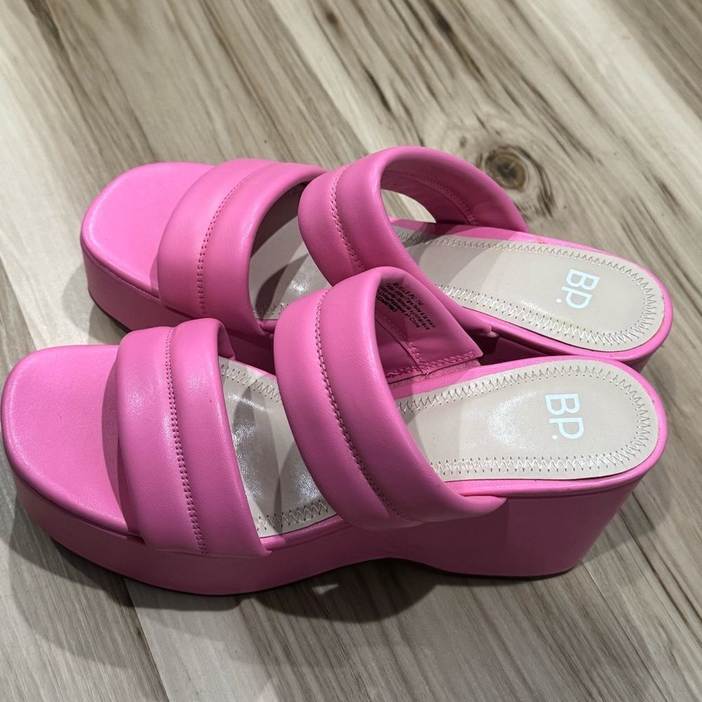 BP. Raquelle Wedge Sandal in Pink Punch Women’s 7
